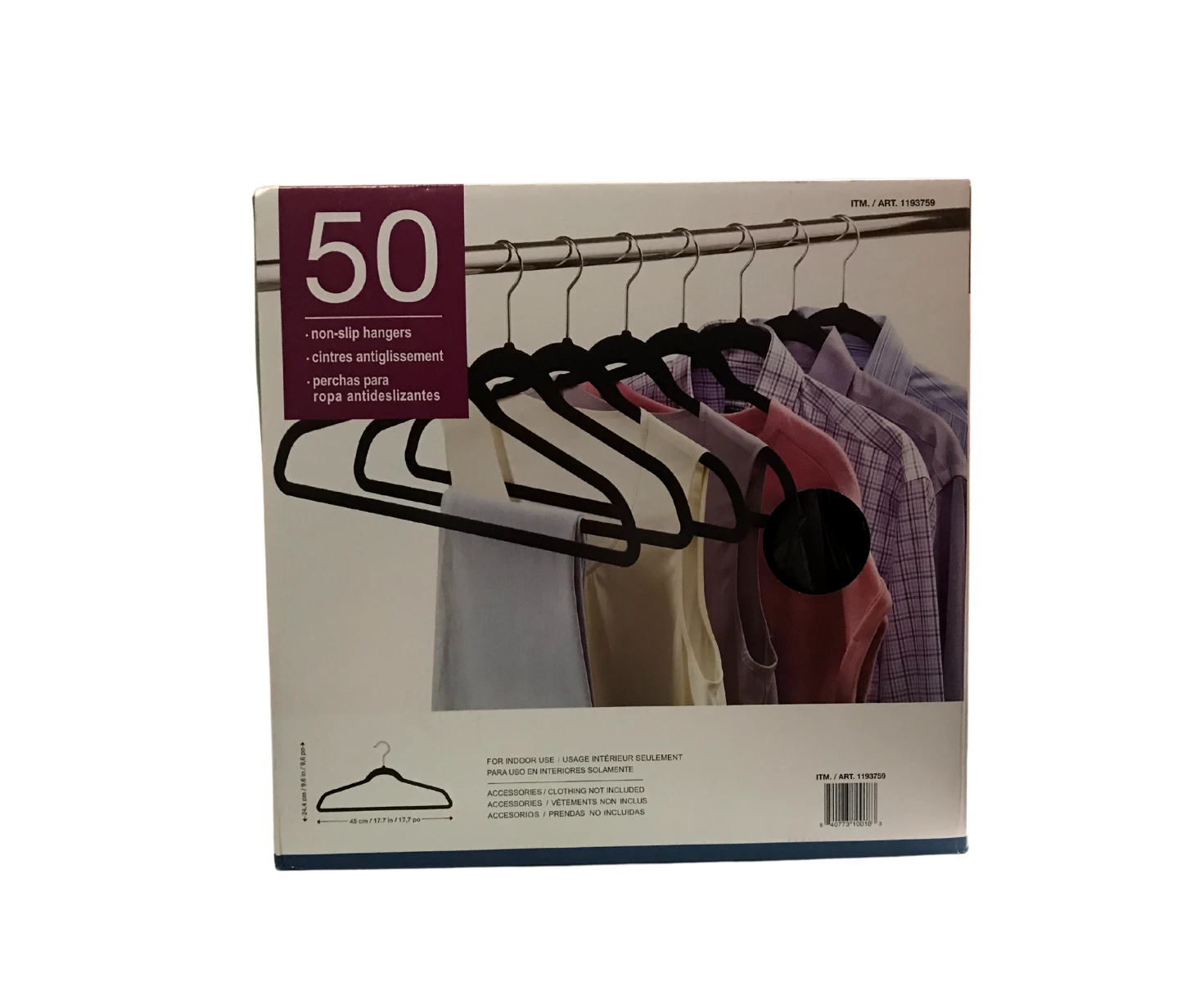 Non Slip Velvet Coat Hanger Ultra Thin Black Felt Hangers 50 Pack