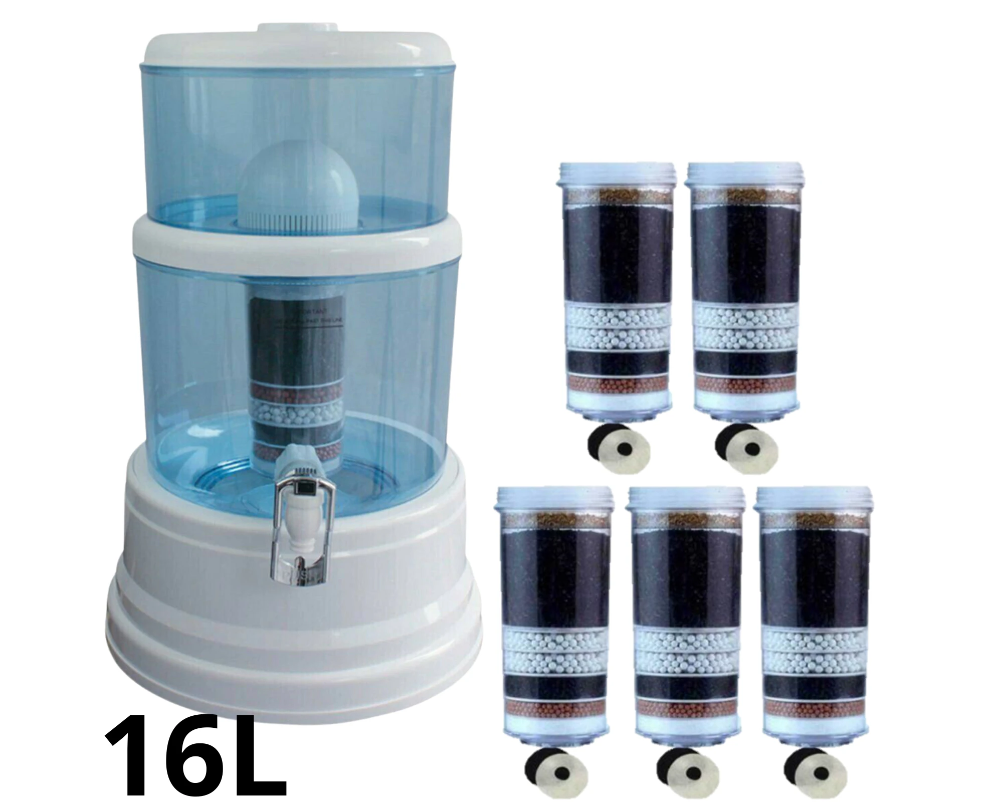 Aimex – 16L Benchtop Water Filter – Water Dispenser / Purifier with 5 x Fluoride Reduction Filter Cartridges