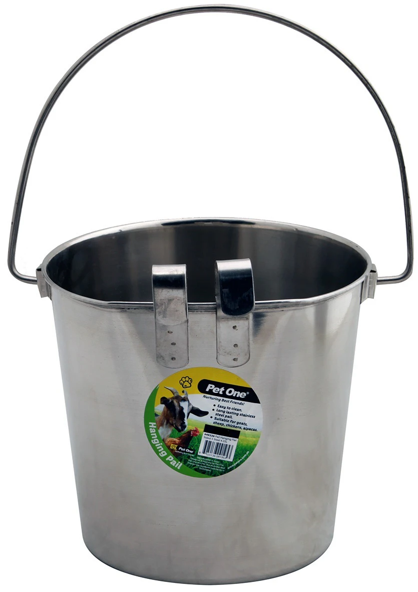 Hanging Pail Bucket 3.6L for Farm Animals Made of Stainless Steel by Pet One