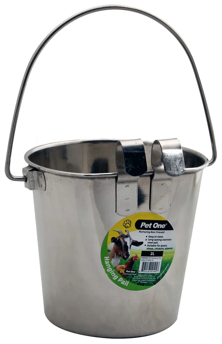 Hanging Pail Bucket 2.2L for Chickens Made of Stainless Steel by Pet One