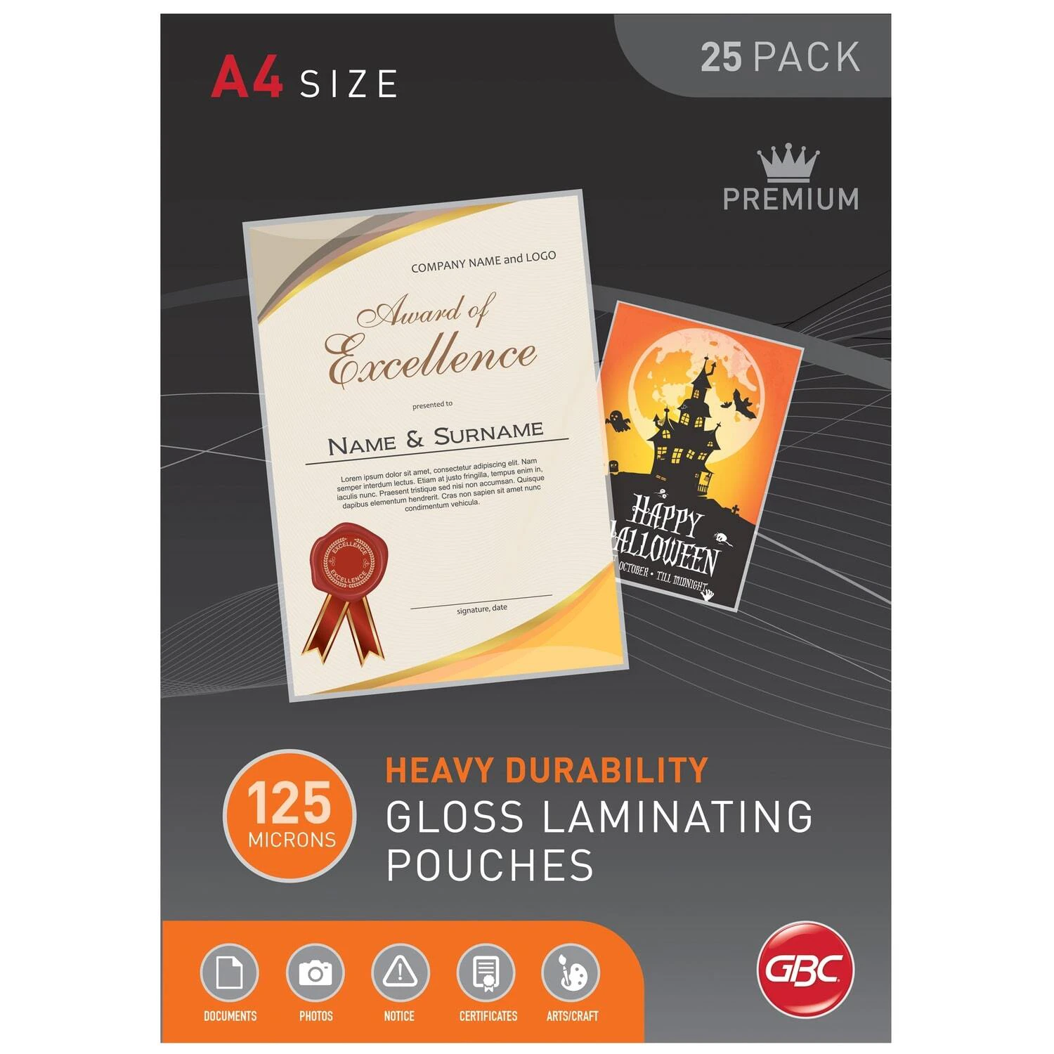 GBC Heavy Durability Laminating Pouches A4 125 Micron Gloss 25 Pack BL125M25A4