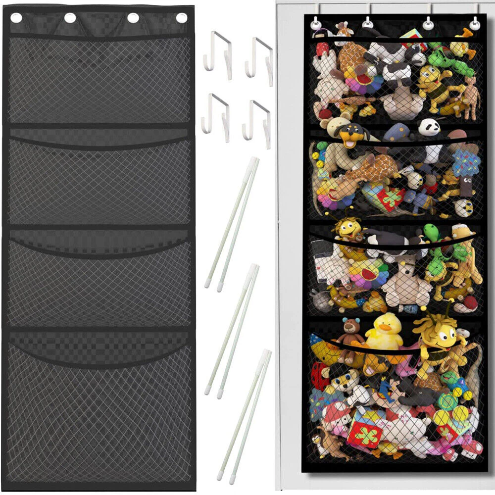 Over Door Organiser for Closet with 4 Mesh Pockets Storage for Kid Toys Shoes