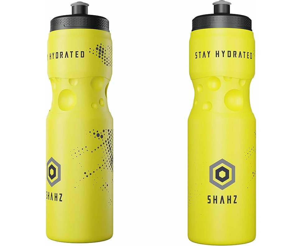 Drink Bottle 800ml, 2-Pack Lightweight, BPA Free Motivational Squeeze Water Bottle for All Outdoor Sports(Yellow)