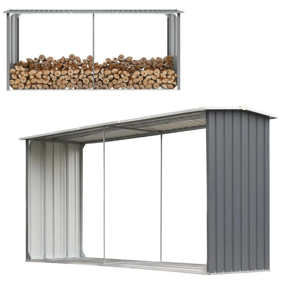 Firewood Log Holder Storage Shelter Fire Wood Shed Galvanised 3.3m x 1.5m