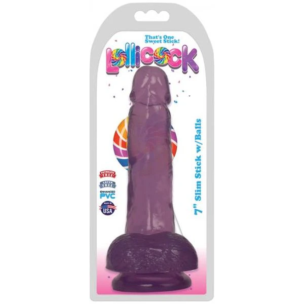 Introducing The Grape Ice Lollicock Slim Stick W Balls 7in: A Sensational Slim Pleasure Dong For Ultimate Comfort And Delight