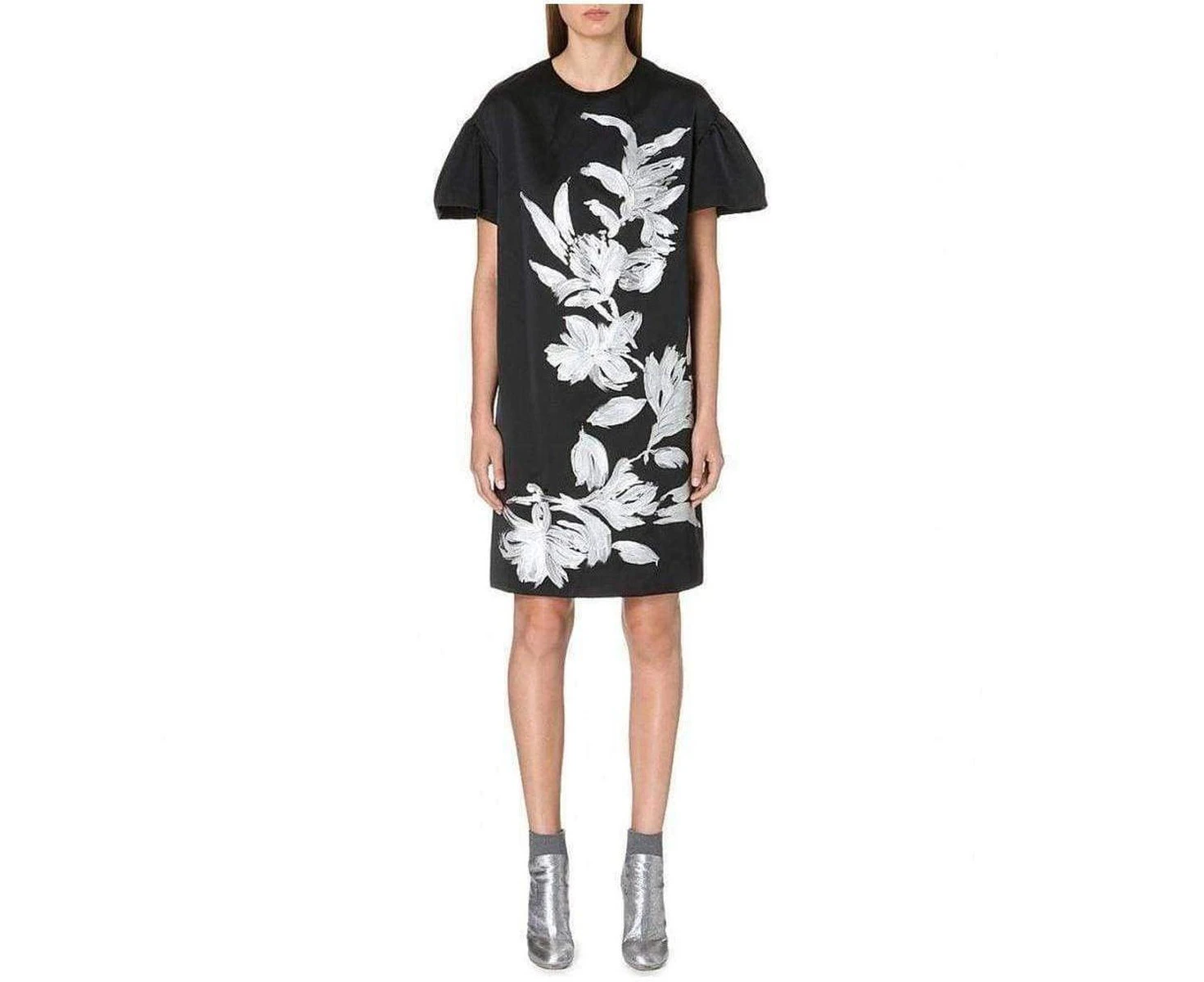 Dries Van Noten Floral Motif Silk Blend Dress