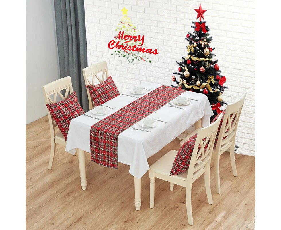 Christmas Pattern Dining Table Runner 220x30cm Red