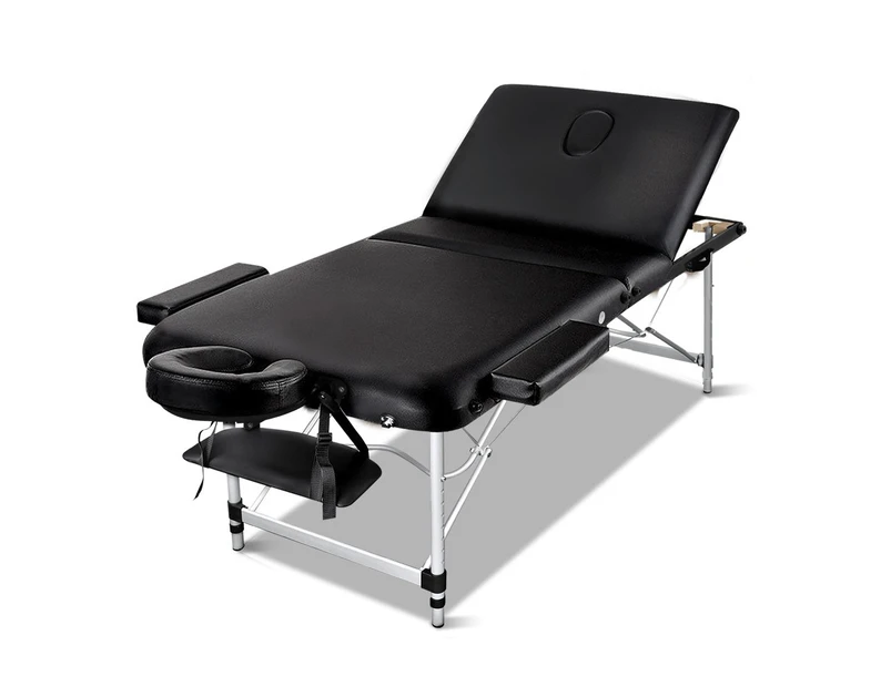 Zenses 3 Fold Portable Aluminium Massage Table - Black