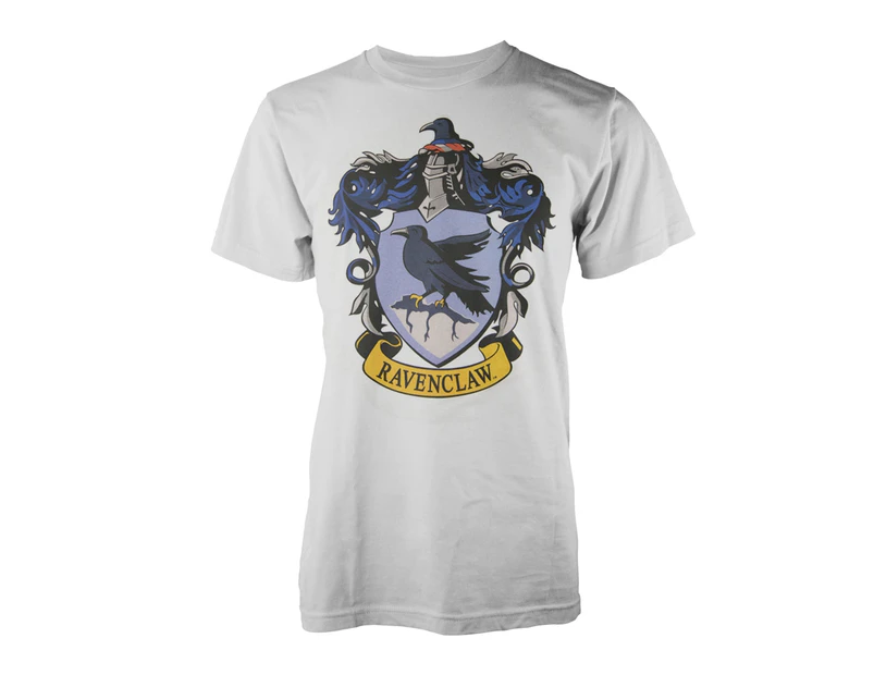 (Large, White) - Plastic Head Men's Harry Potter Ravenclaw Banded Collar Short Sleeve T-Shirt