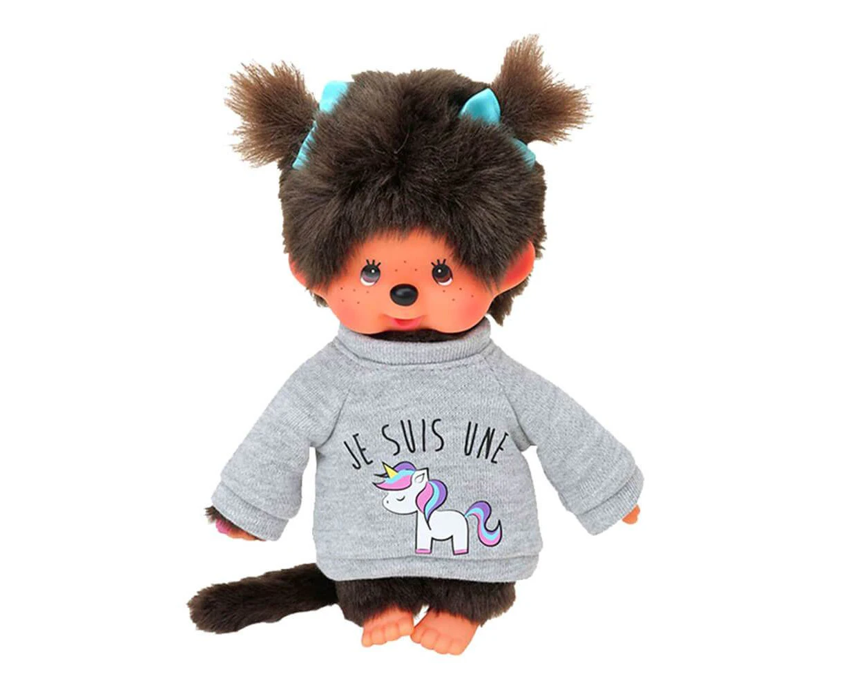 Monchhichi Girl with Unicorn Sweater Plush Toy