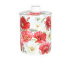 Elegant Kitchen Dining Poppies on White Single Food Canister