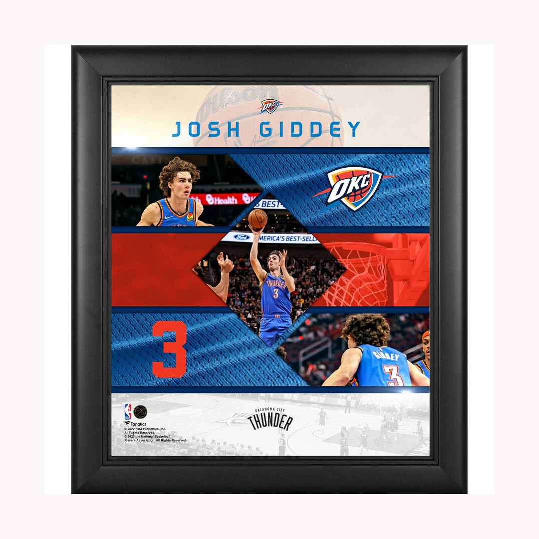 Josh Giddey Oklahoma City Thunder Official NBA Framed 15" x 17" Stitched Stars Collage - 5167