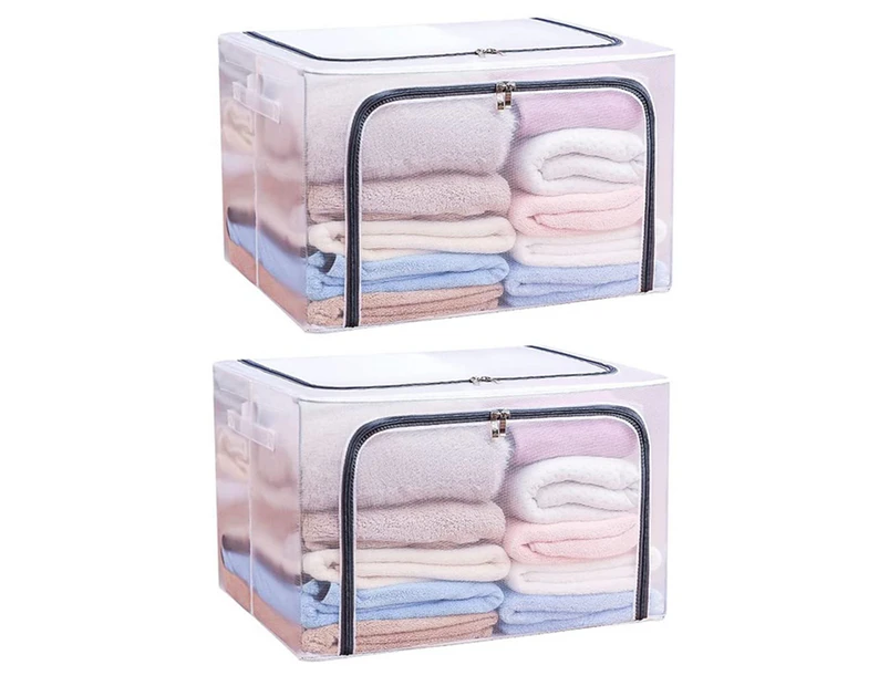2 Pack transparent nylon mesh steel frame clothes storage box-gray