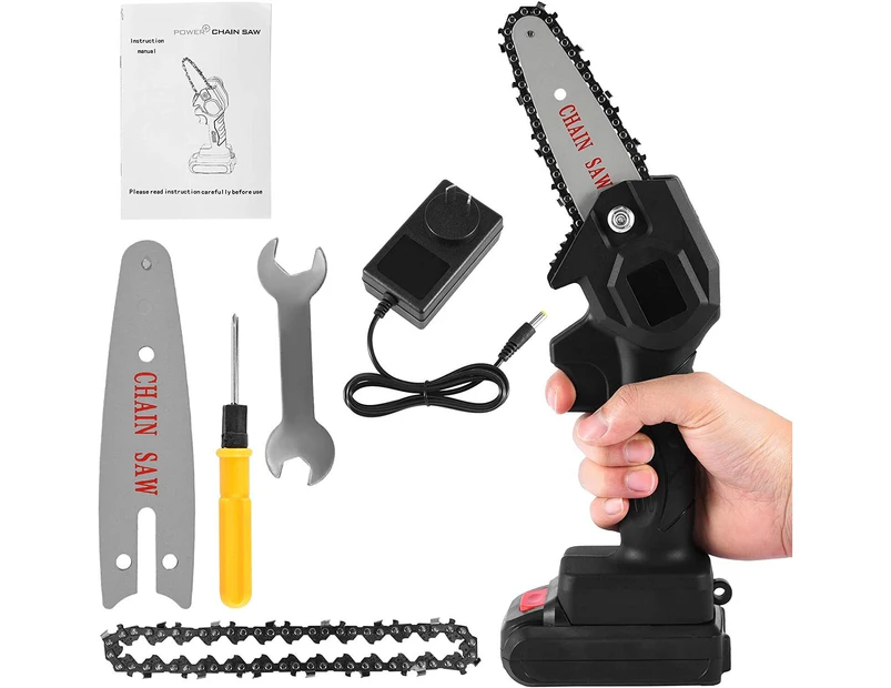 6" Chainsaw Cordless Battery Rechargeable Wood Cutter Saw Chain Saws Electric with 1 Battery