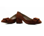 Womens Zasel Anne Ladies Brown Coffee Comfortable Suede Low Shoes Heels Leather - Brown/Coffee