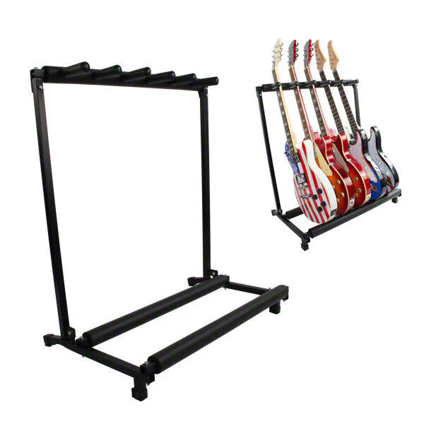 5 GUITAR STAND - MULTIPLE Five INSTRUMENT Display Rack Folding Padded Organiser