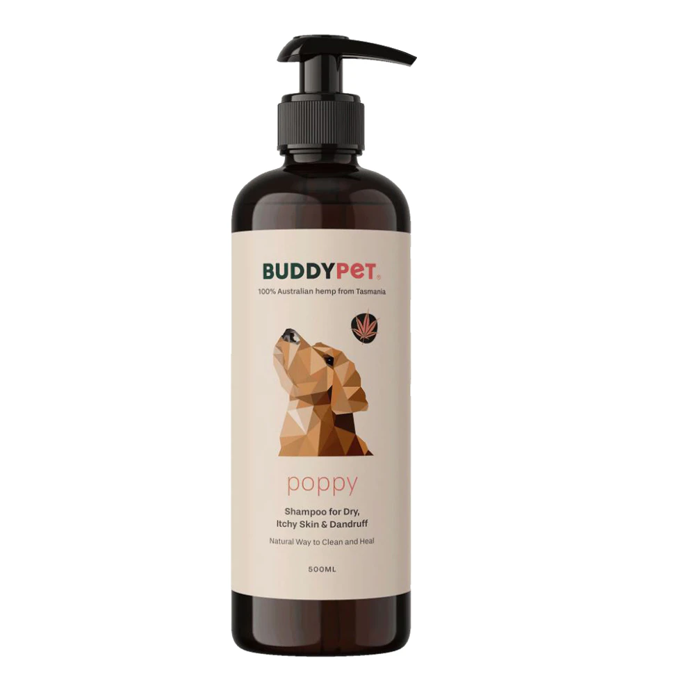 BuddyPet Poppy Hemp Seed Oil Shampoo for Dry Itchy Skin in Dogs 500ml