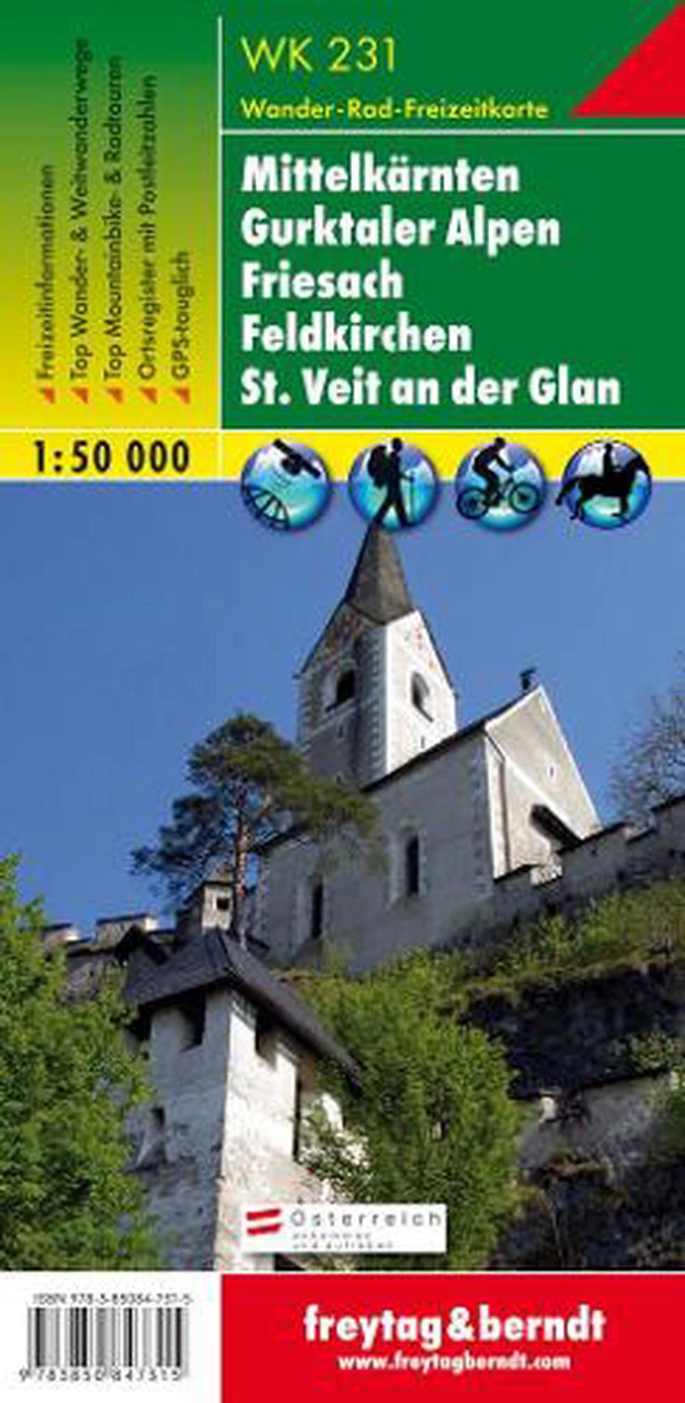 Mittelkartnen - Gurktaler Alpen  -  Friesach  -  Feldkirchen  -  St. Veit an Der Glan Hiking + Leisure Map 1:50 000