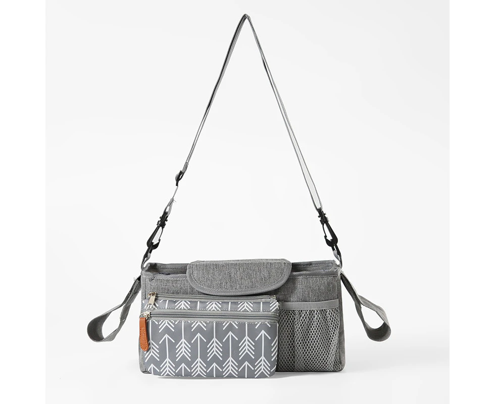 Baby Printed Stroller Organizer Bag with Cup Holders - Grey