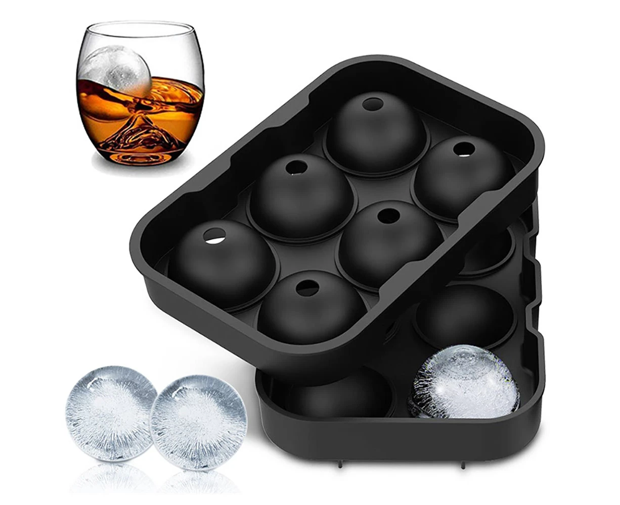 6 Hole Large Ice Cube Tray Ball Maker Big Silicone Mold Sphere Whiskey Round Mould DIY