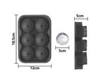 6 Hole Large Ice Cube Tray Ball Maker Big Silicone Mold Sphere Whiskey Round Mould DIY