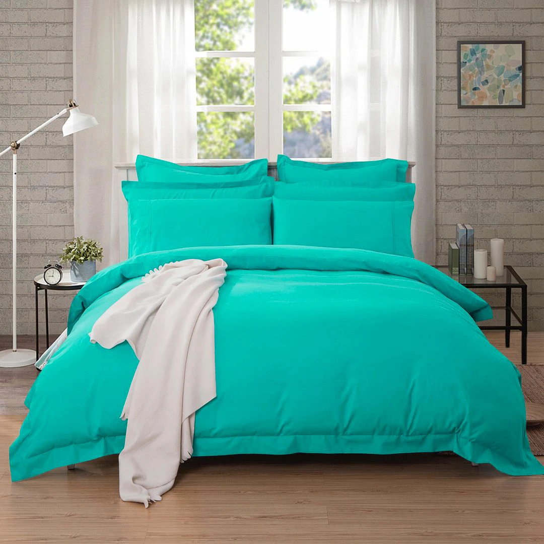 Fabric Fantastic 1000TC Soft Tailored Quilt Cover Set -Single/Double Queen/King/Super King Size-Teal