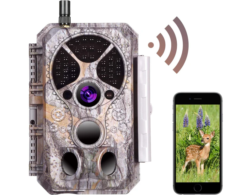 Bluetooth Wireless WiFi Game Trail Camera & Wildlife Security Camera 32MP 1296P Video Motion Activated Night Vision 0.1s Trigger Speed IP66 Waterproof