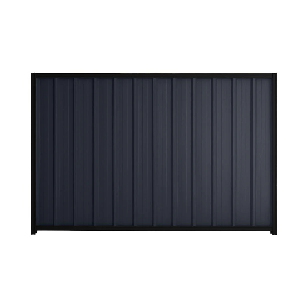 Stratco Good Neighbour® Superdek® Fence Panel Sheet Colour: Dark Stone, Post/Track Colour: Ebony