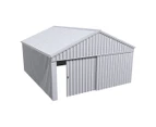 Stratco Domestic Gable Roof Shed Double Garage 5.45 x 6.21 x 2.4m Double Gable End Slidi Zinc/Aluminium