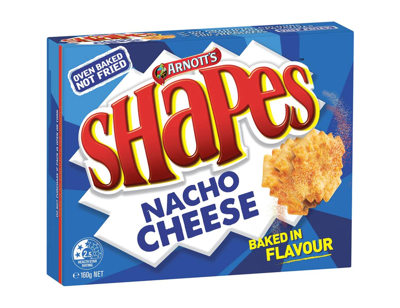 Arnotts Shapes Original Crackers Biscuits Nacho Cheese Box 160g