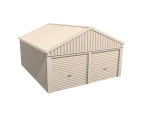 Stratco Domestic Gable Roof Shed Double Garage 5.45 x 6.21 x 2.4m Gable End Roller Door Primrose