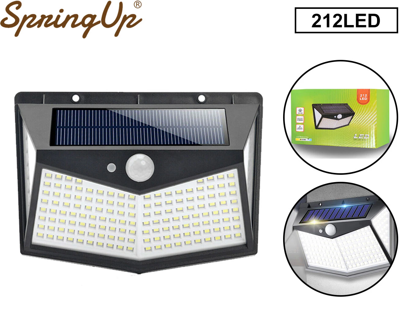 SpringUp - 212 LEDS Solar Motion Sensor Light Outdoor Garden Security Lamp Floodlight AU