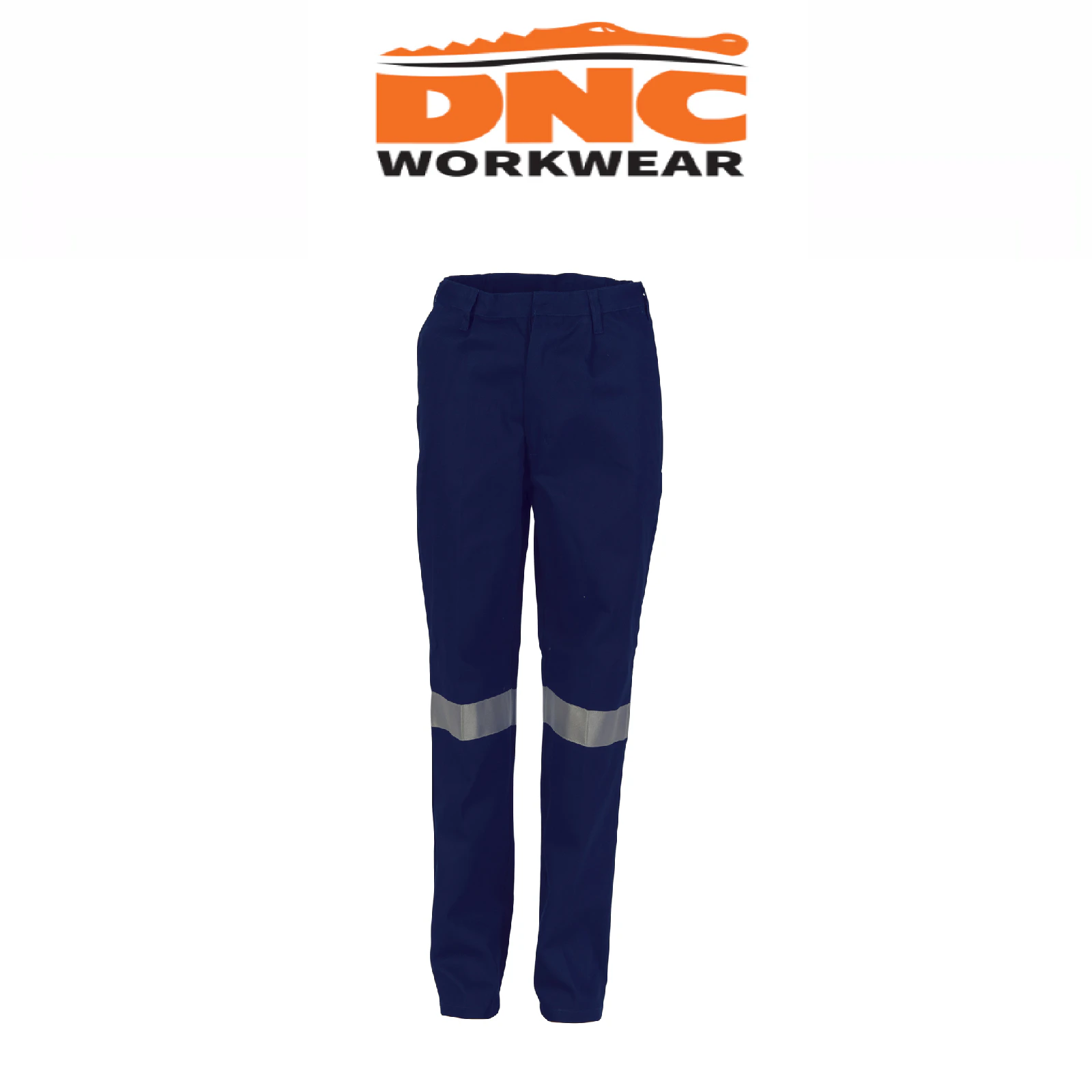 DNC Ladies Cotton Drill Pants With 3M Reflective Tape - Navy - Blue