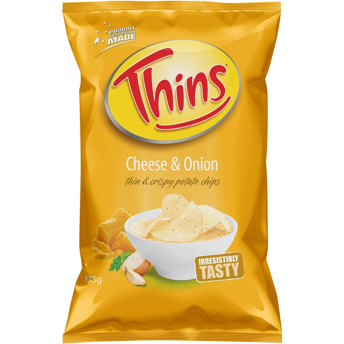 Thins Cheese and Onion Potato Chips Pack 175g