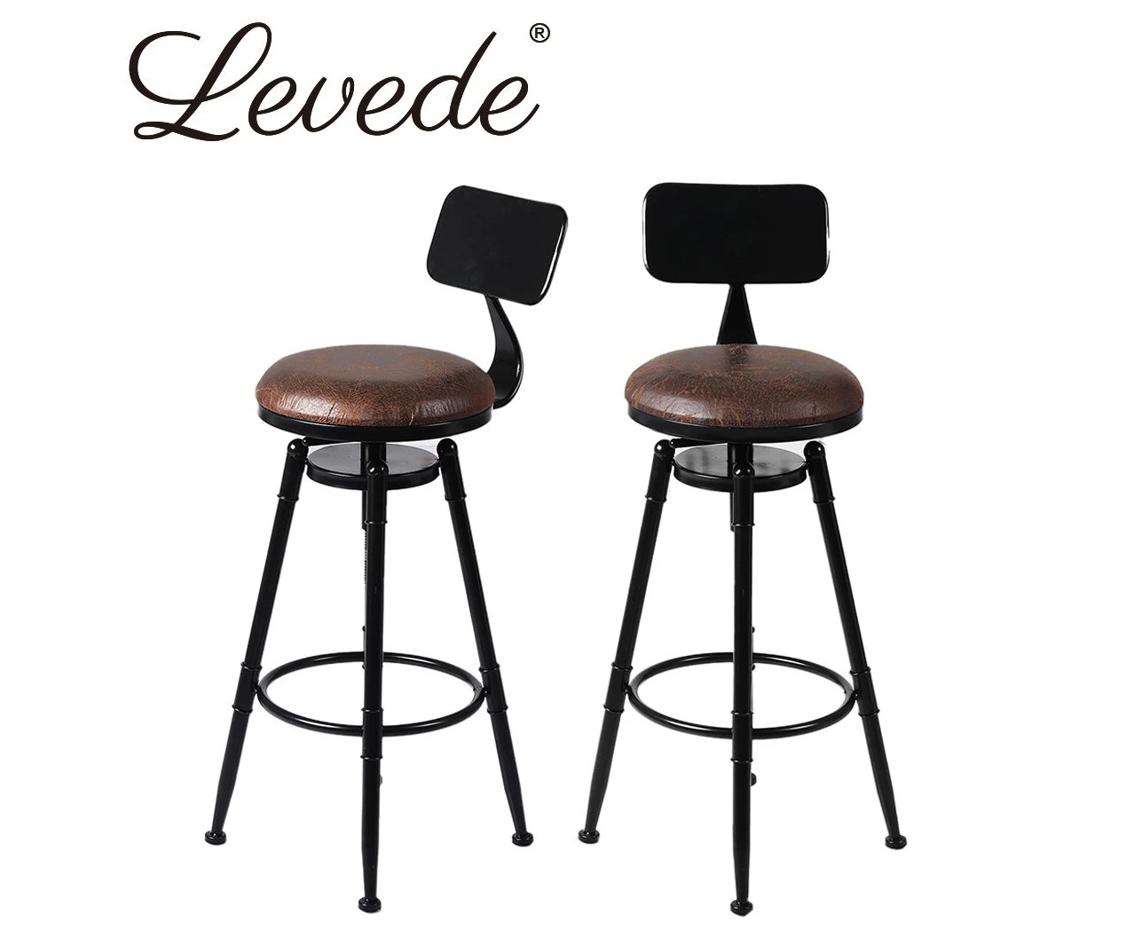 Livington Livington Industrial Bar Stools Kitchen Stool PU Leather Barstools Swivel Chair