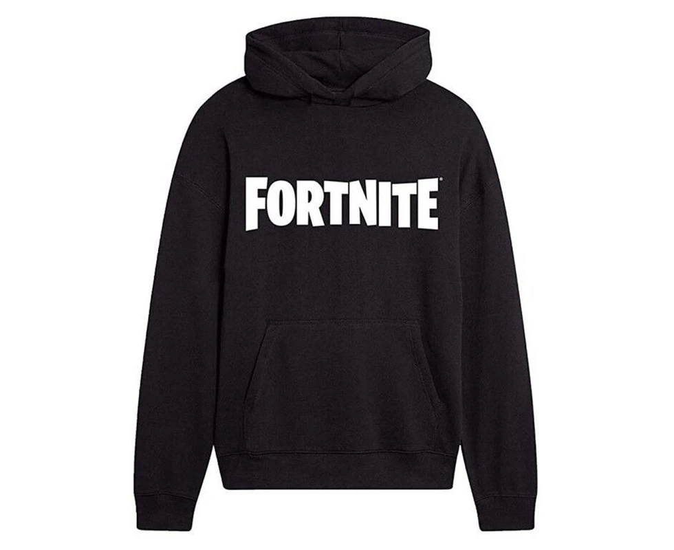 Dadawen Childrens Sweatshirts Fortnite Logo Game Peripheral Letter Print Hoodie-Black