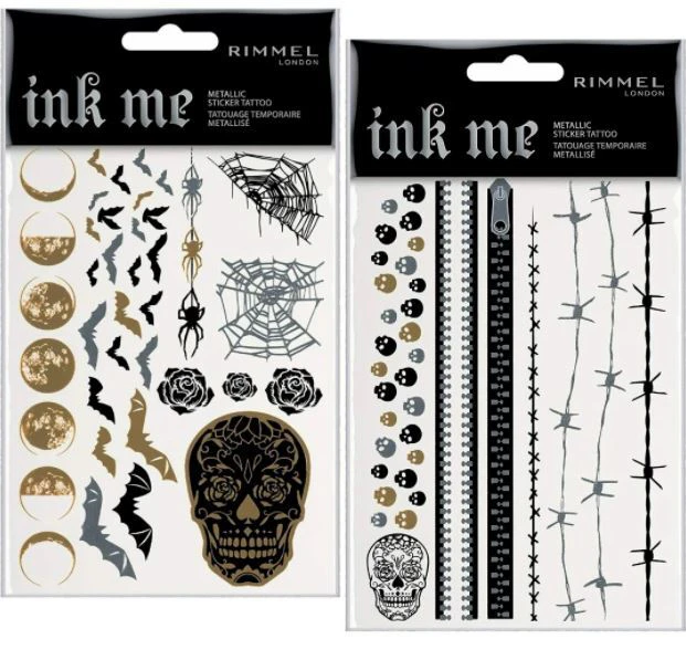 Rimmel Ink Me Metallic Stickers Tattoo Transfers 2 Sheets - Halloween