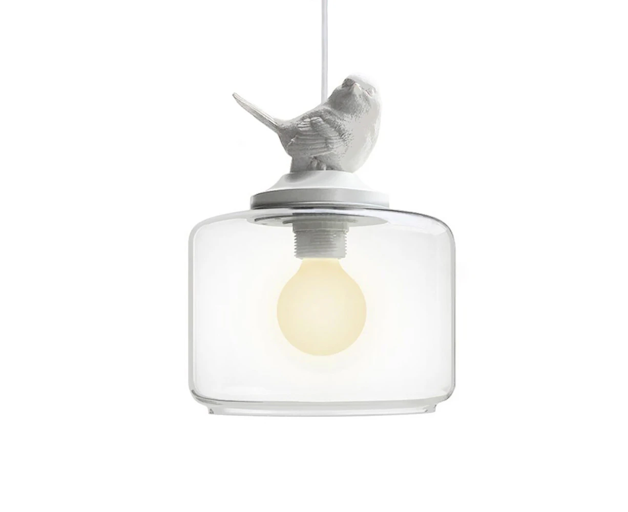 Amonson Lighting Bird Shape Glass Pendant Light in White