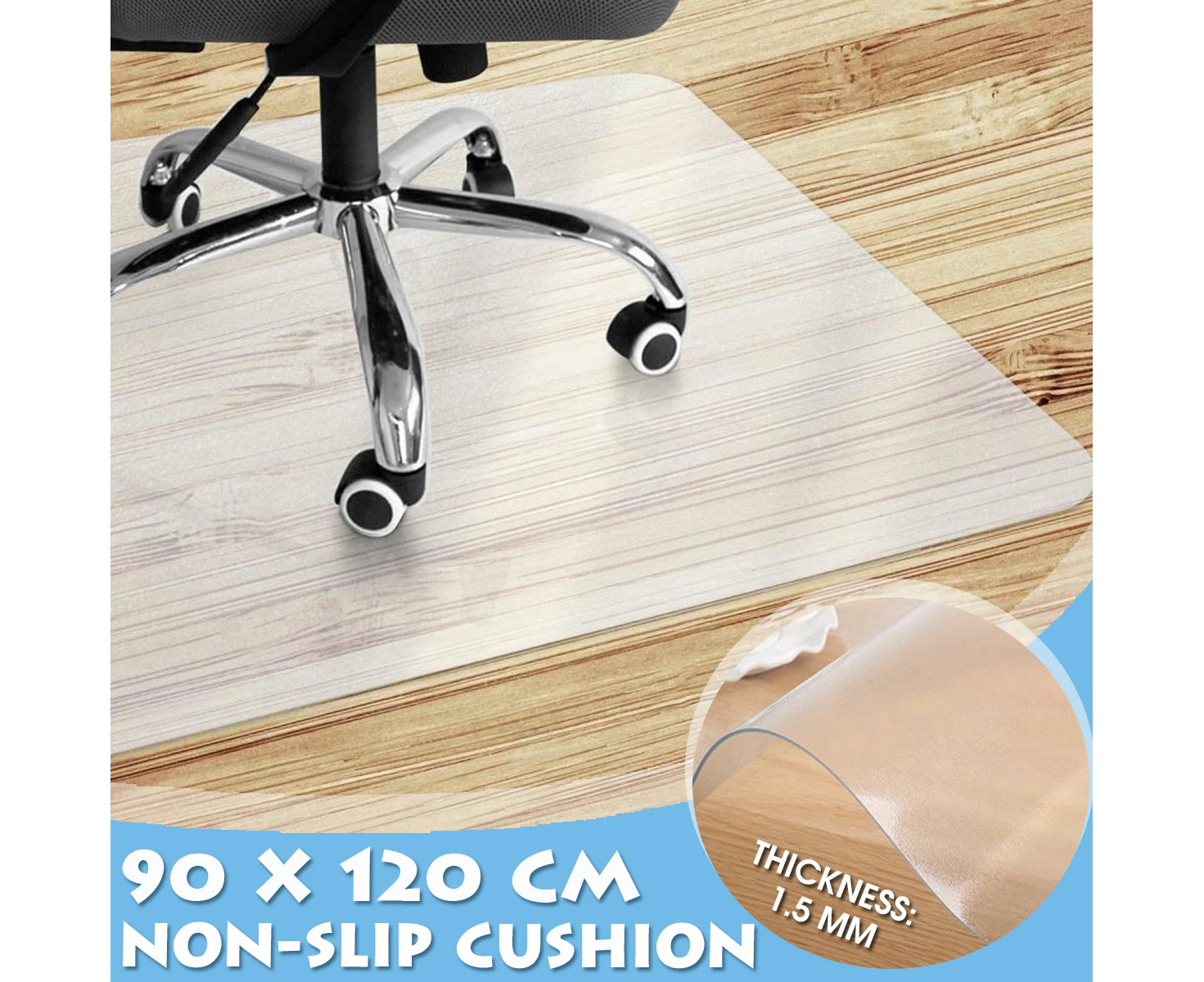 Office Chair Mat for Carpet, 90x120cm PVC Carpet Floor Protector Cover, for Home Office Computer Desk Rolling Chair