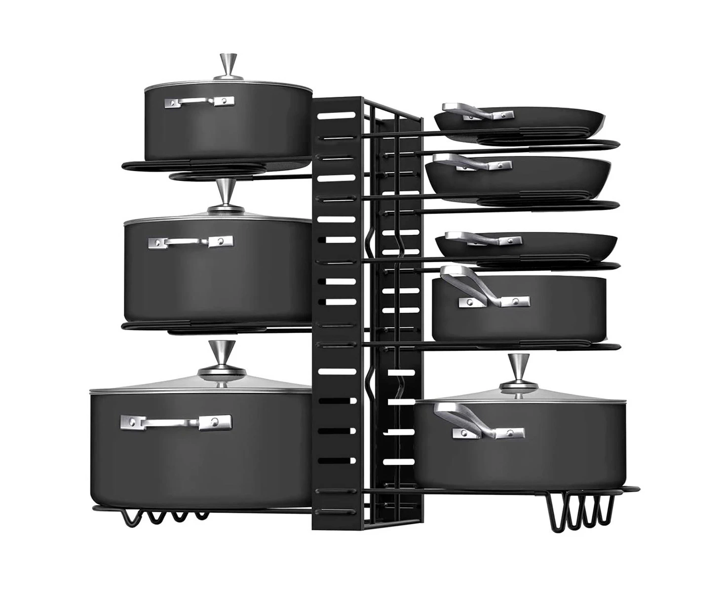 Pot Lid Organizer Pan Holder Rack, Cookware Rack for Kitchen Cabinet Cupboard Pantry, 8 Tire