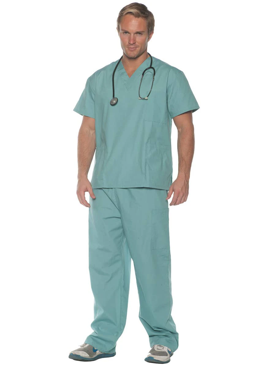 Basic Green Doctor Scrubs Men's Plus Size Costume Mens