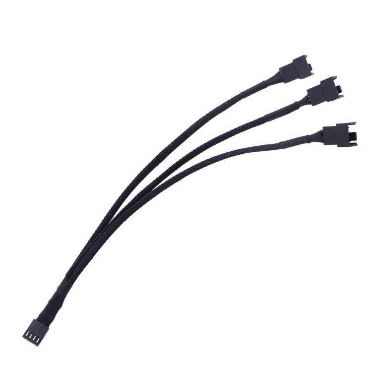 Dark Player Black Sleeved 30cm PWM 4 Pin Female to 3x 4 Pin Male Fan Splitter