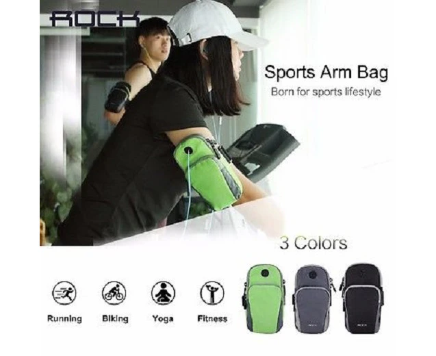 Rock BAG-ROC-ARMGRBK Unisex Sports Running Jogging Gym Running Armband Sport Arm Bags RST1006 Black