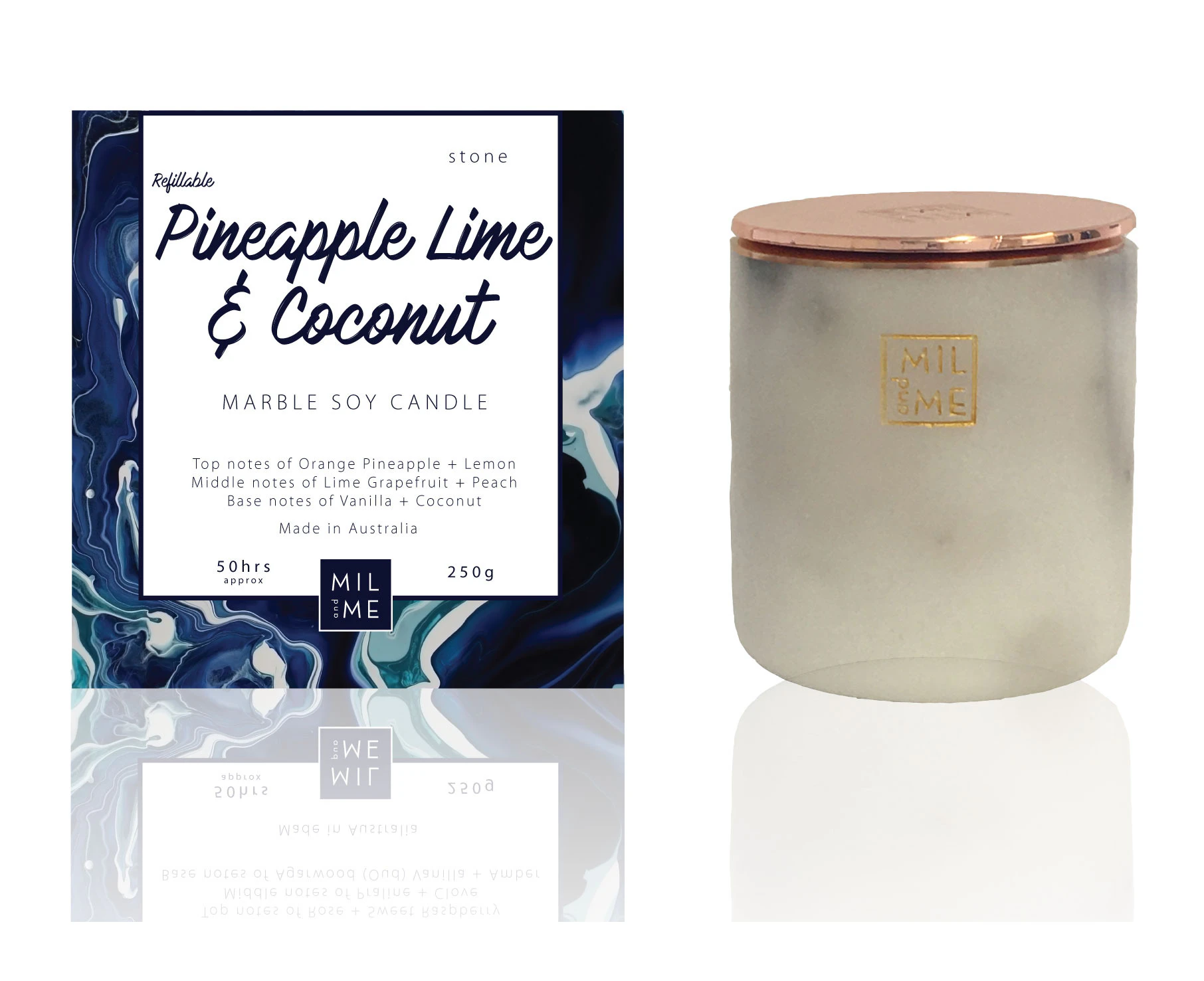 Mil + Me - White Marble Pineapple, Lime + Coconut