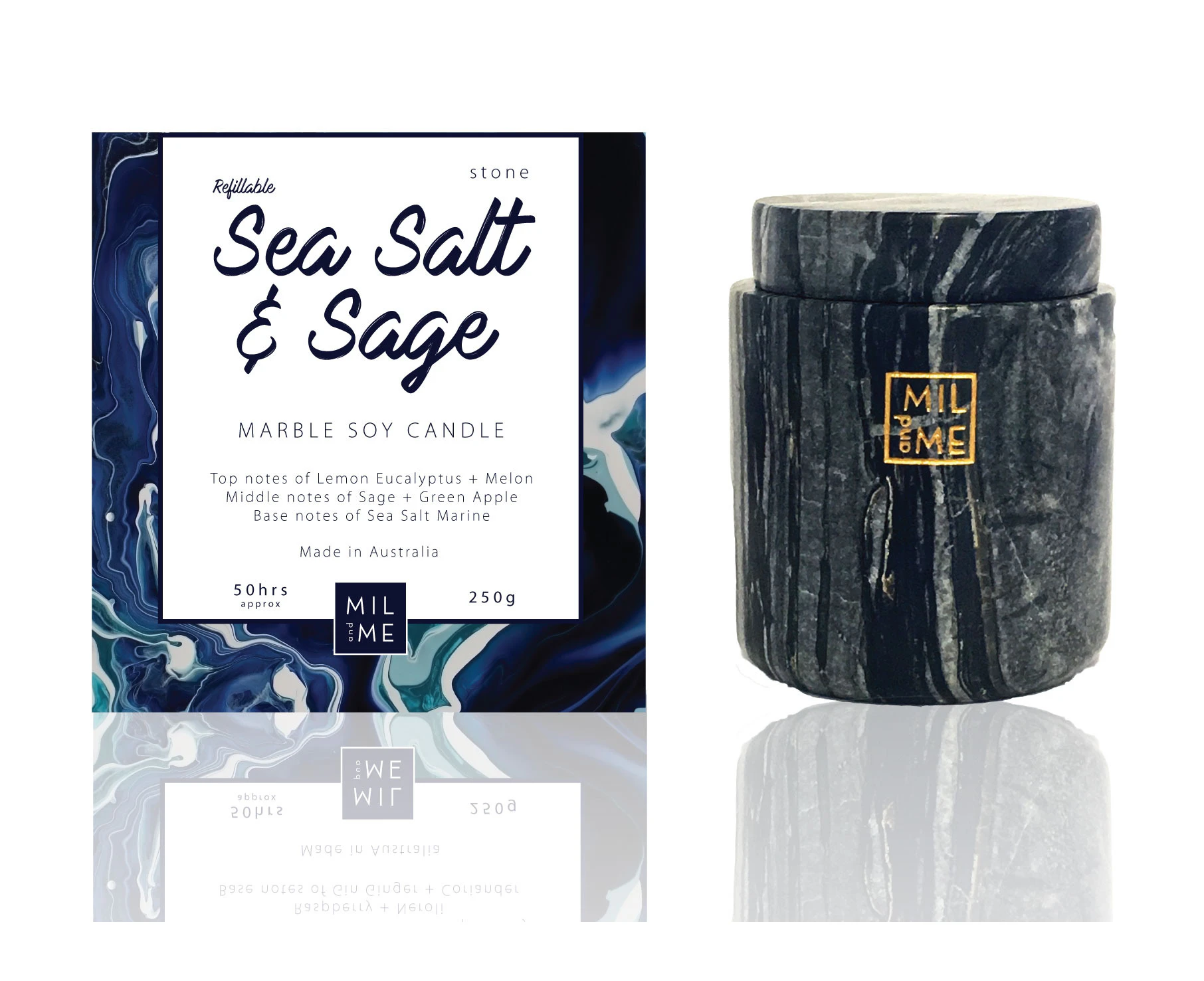 Mil + Me - Black Wood Grain Marble Sea Salt + Sage