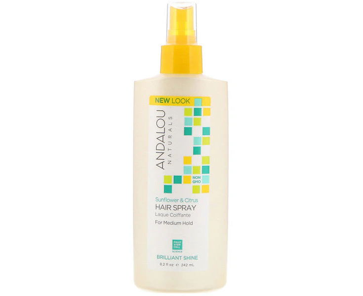 Andalou Naturals, Hair Spray, Brilliant Shine, Sunflower & Citrus, Medium Hold, 8.2 fl oz (242 ml)