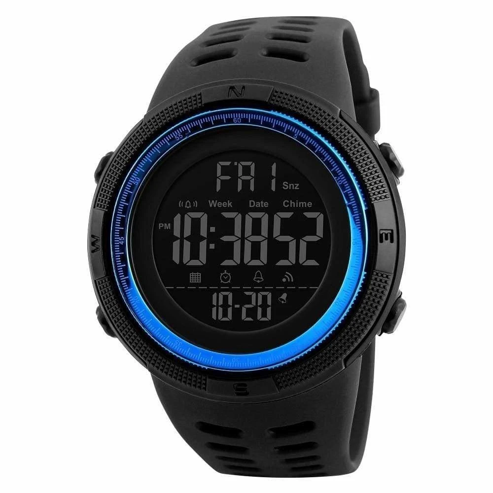 Multifunctional Waterproof LED Digital Wristwatch - Black