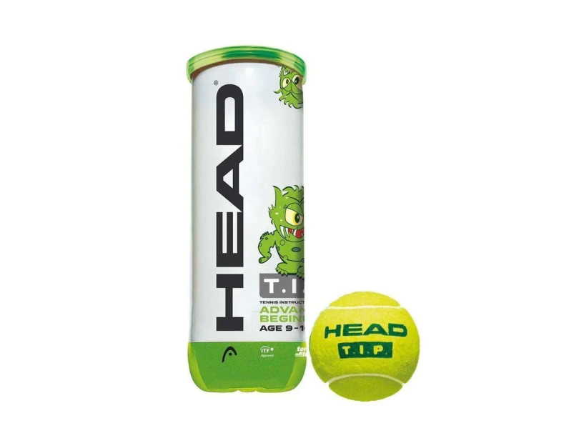 Head Tip 3 Green Pressureless Tennis Balls - Age (9 Years - 10 Years)