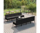 vidaXL 9 Piece Garden Lounge Set with Cushions Poly Rattan Black