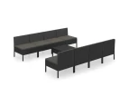 vidaXL 9 Piece Garden Lounge Set with Cushions Poly Rattan Black